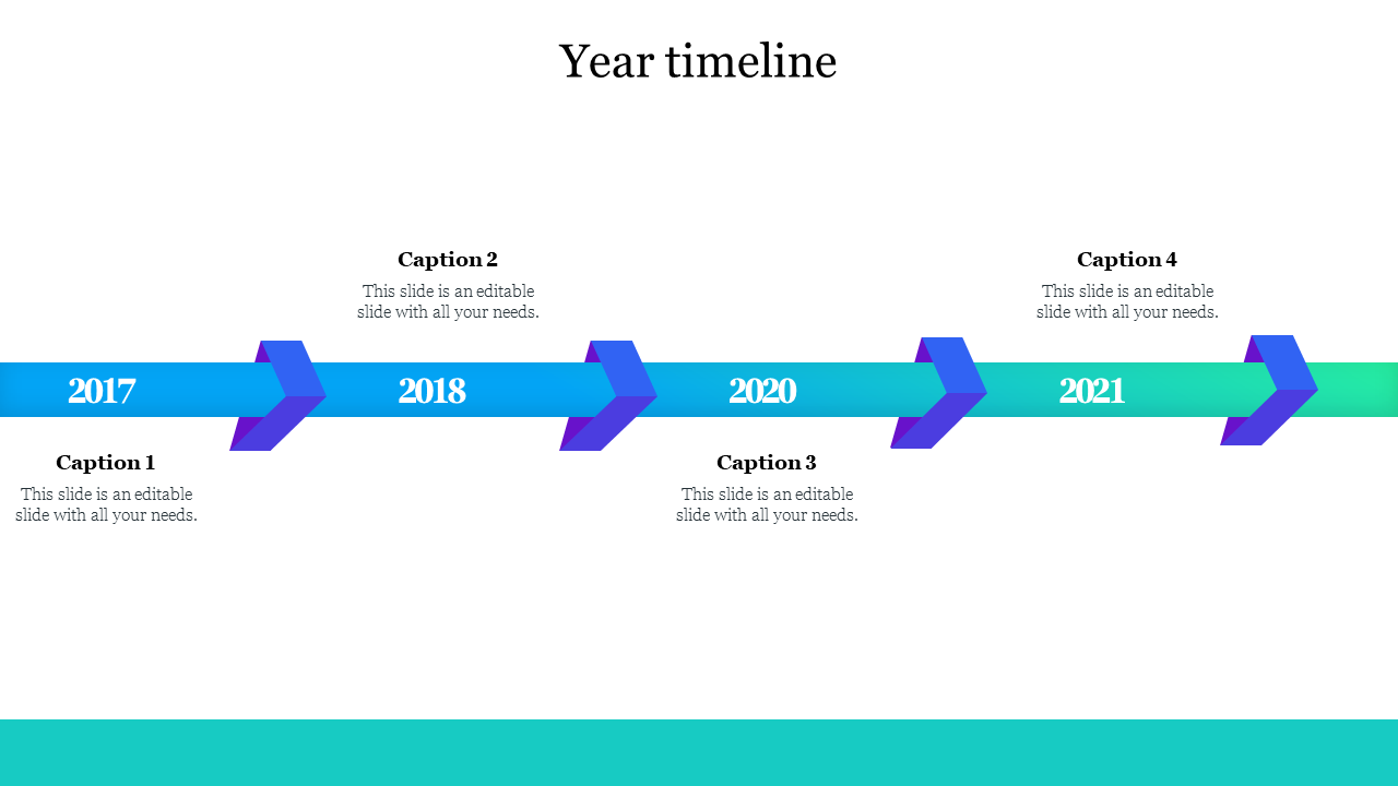 Best Year Timeline Presentation Template With Four Node